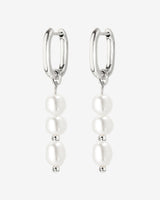 Triple Pearl Hoop Set Silber