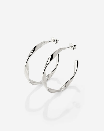 Sahira Hoop Studs Medium Silber