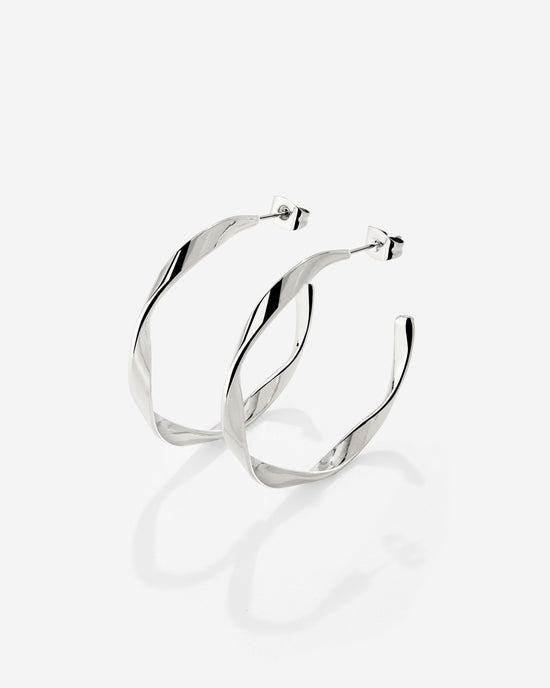 Sahira Hoop Studs Medium Silber
