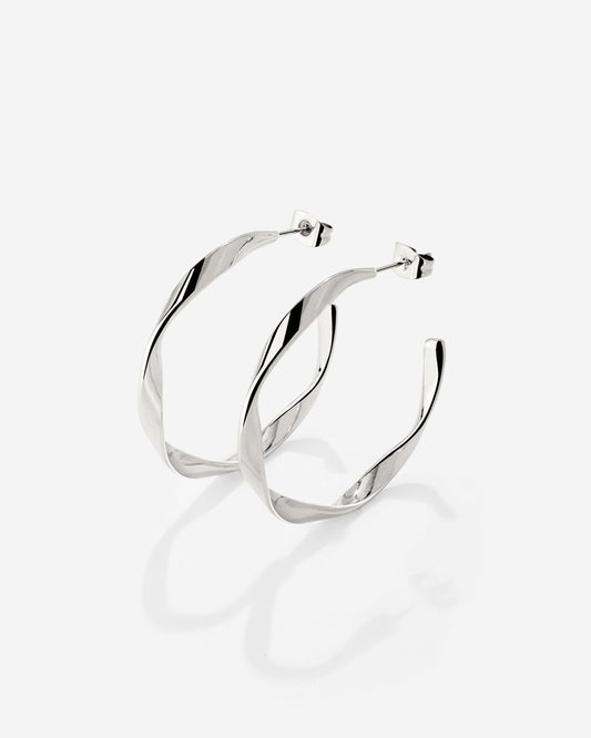 Sahira Hoop Studs Medium Silber