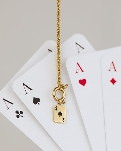 Aced Rope Chain Necklace Set Gold