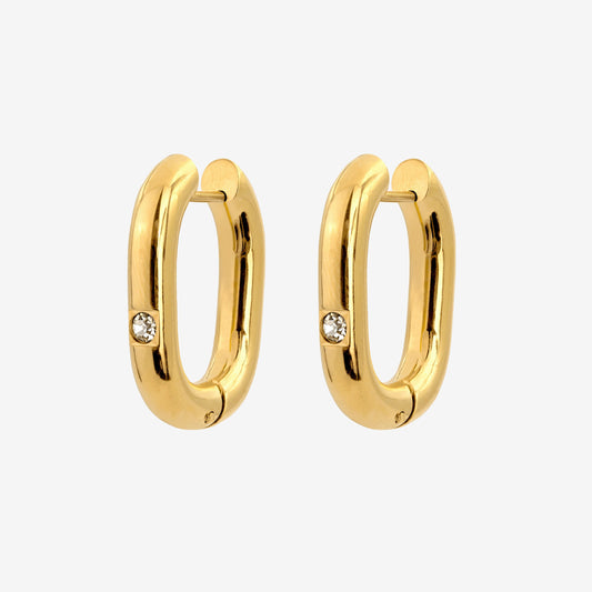Sparkle Oval Hoops Medium Gold