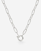 Oval Links Charm Necklace Silber