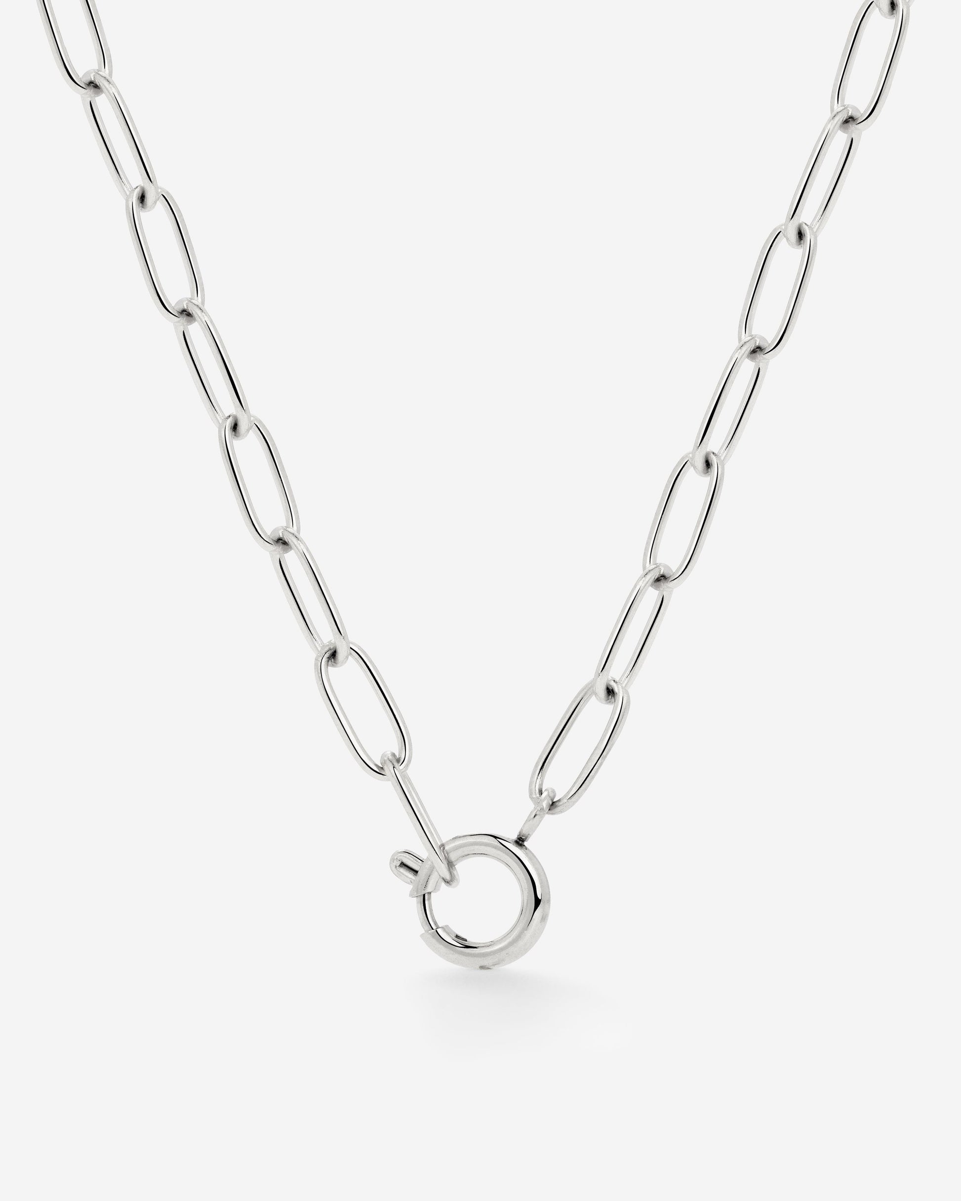 Oval Links Charm Necklace Silber