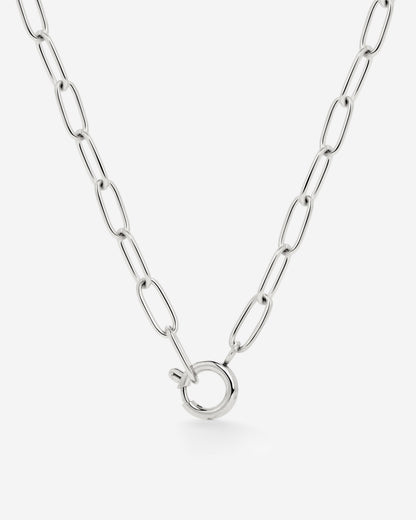 Oval Links Charm Necklace Silber