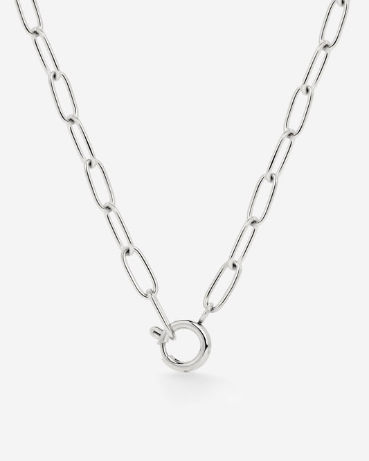 Oval Links Charm Necklace Silber