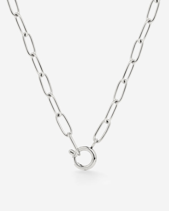 Oval Links Charm Necklace Silber