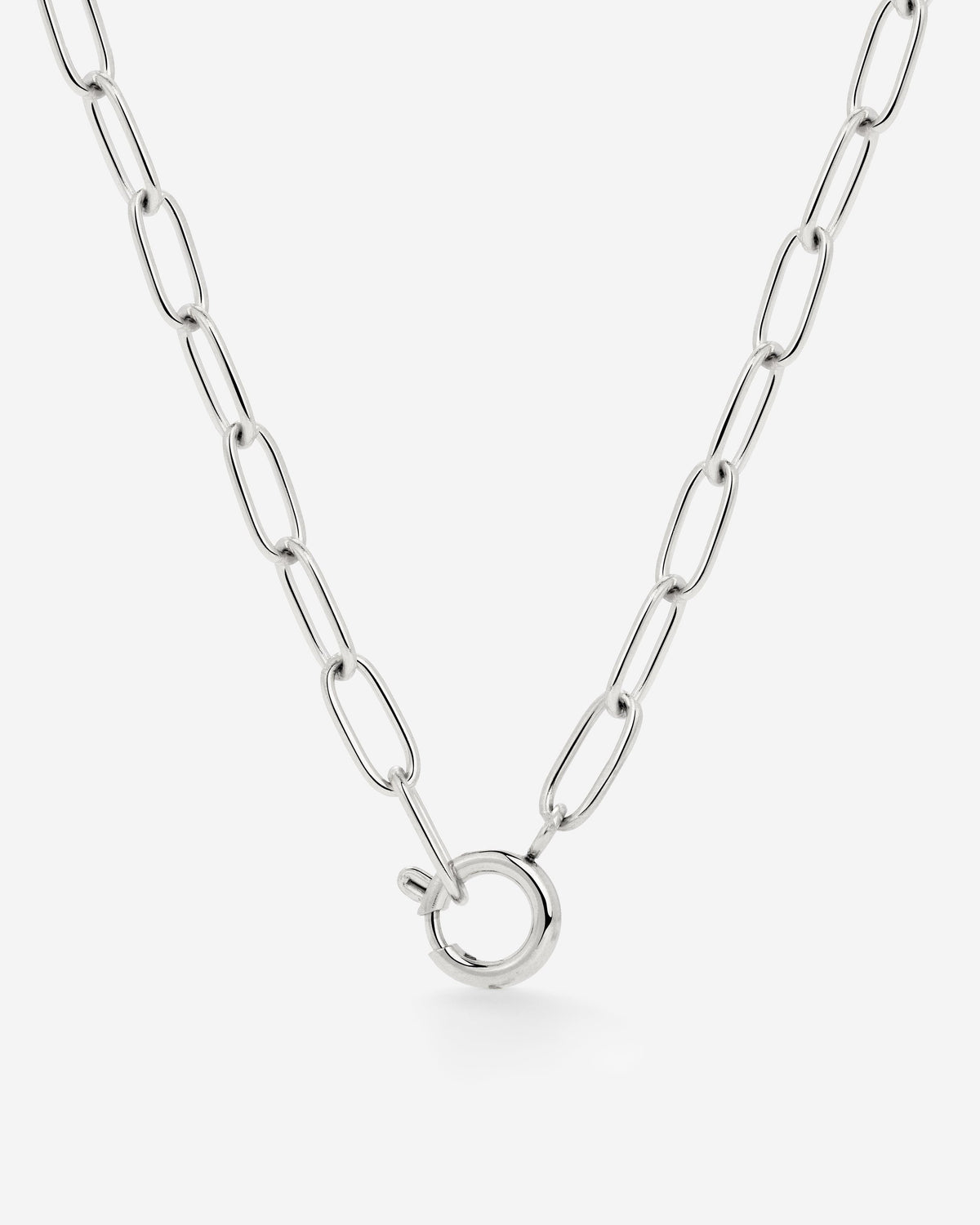 Oval Links Charm Necklace Silber