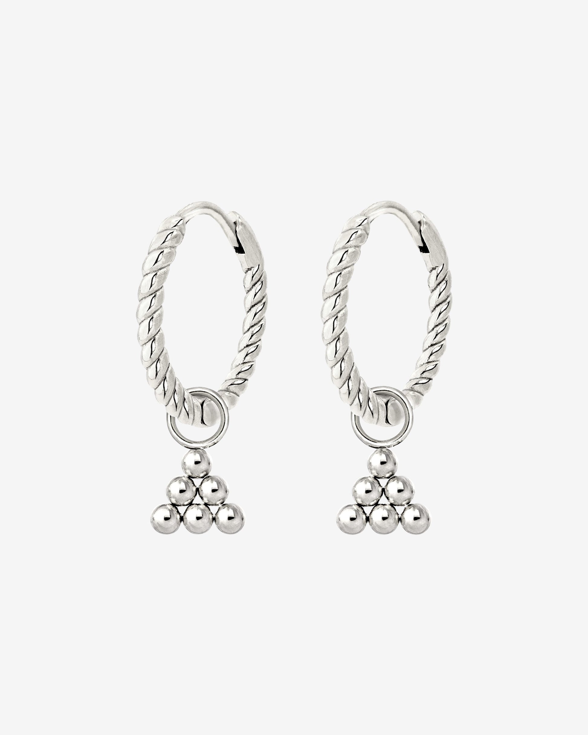 Tiny Beads Twisted Hoop Set Small Silber
