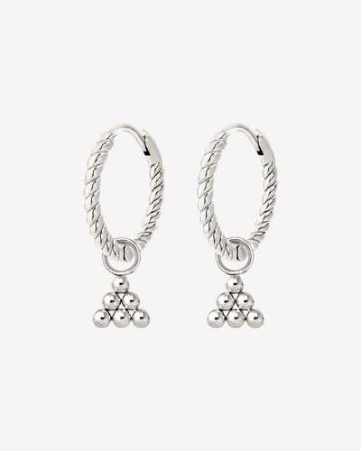 Tiny Beads Twisted Hoop Set Small Silber