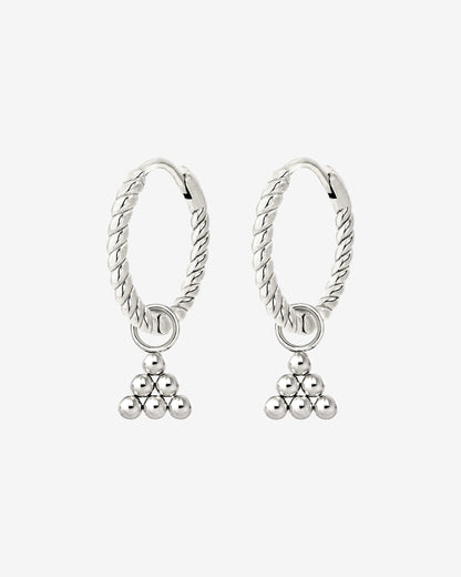 Tiny Beads Twisted Hoop Set Small Silber