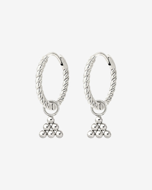 Tiny Beads Twisted Hoop Set Small Silber