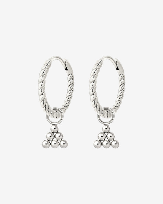 Tiny Beads Twisted Hoop Set Small Silber