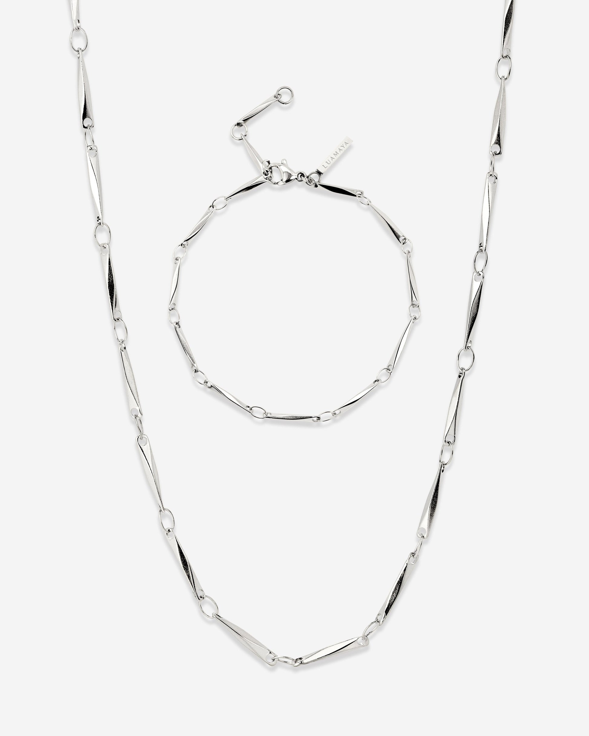 Curved Links Bundle Silber