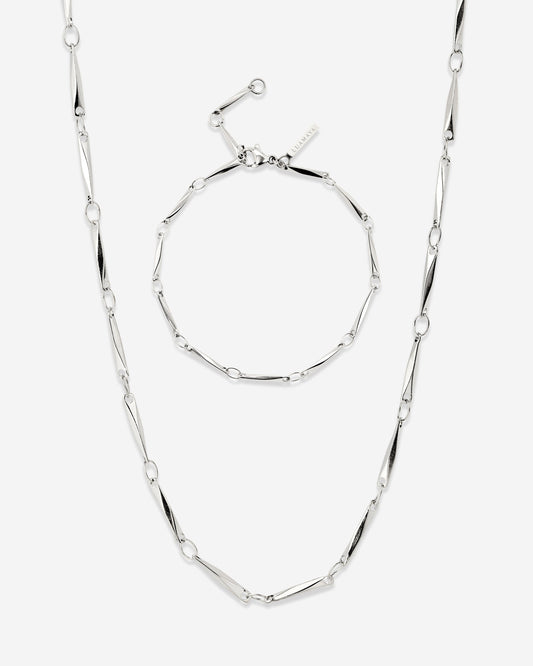 Curved Links Bundle Silber