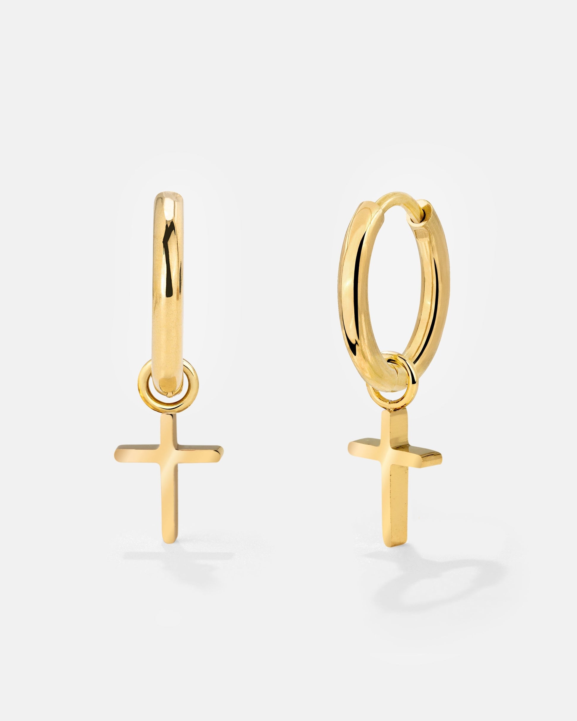 Saints Cross Hoop Set Small Gold