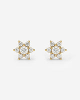 Sparkling White Petal Studs Gold