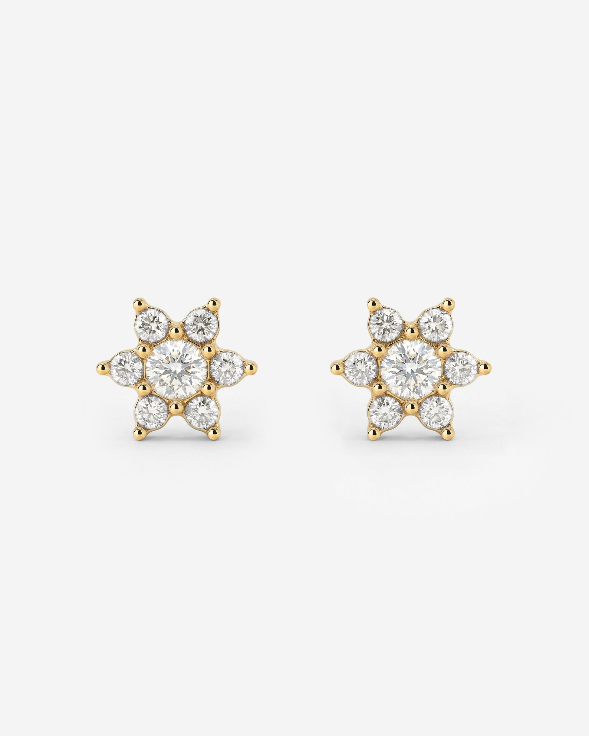 Sparkling White Petal Studs Gold