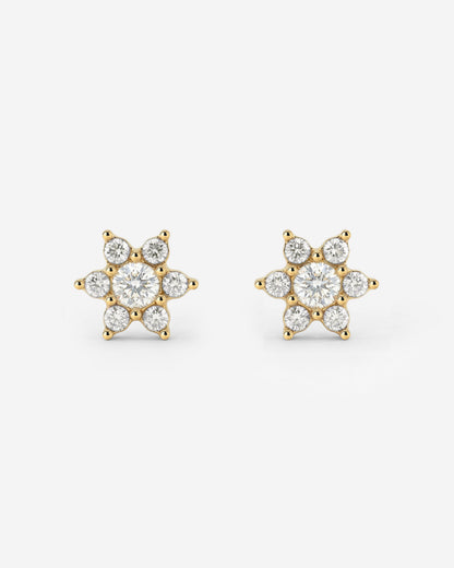 Sparkling White Petal Studs Gold