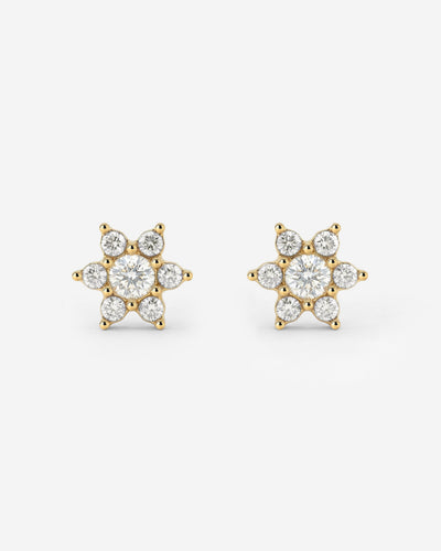 Sparkling White Petal Studs Gold