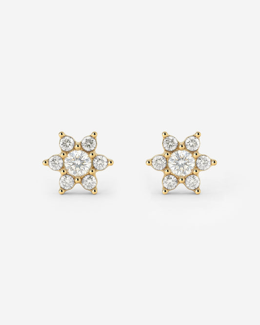 Sparkling White Petal Studs Gold