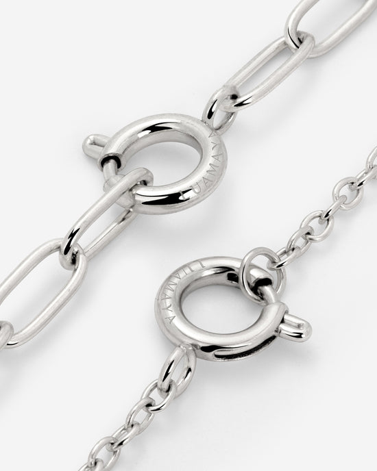 Oval Links Charm Necklace Silber