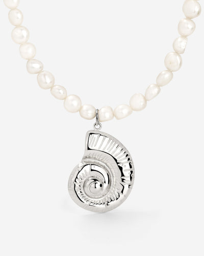 Ammonite Pearl Necklace Silber