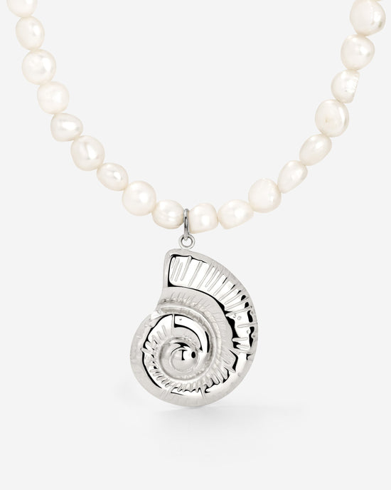 Ammonite Pearl Necklace Silber