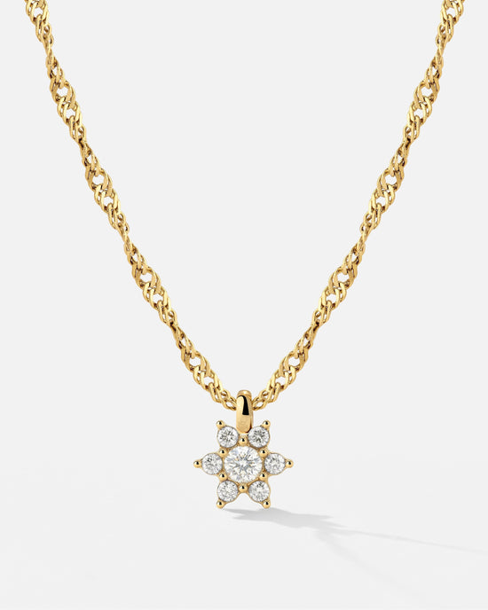 Sparkling White Petal Necklace Gold