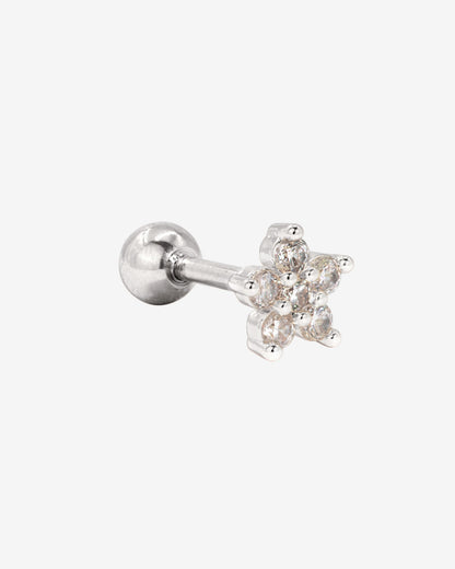 Radiant Flower Piercing Stud Silber