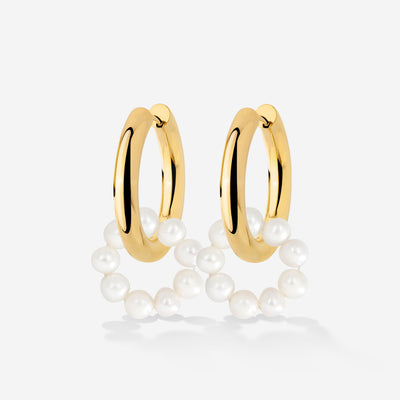 Pearly Donut Hoop Set Gold