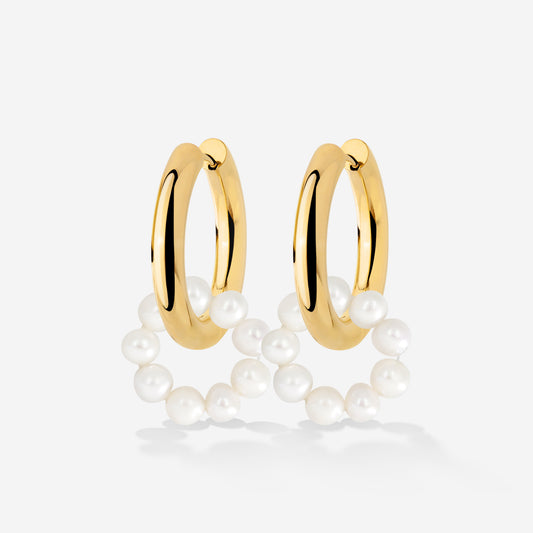 Pearly Donut Hoop Set Gold