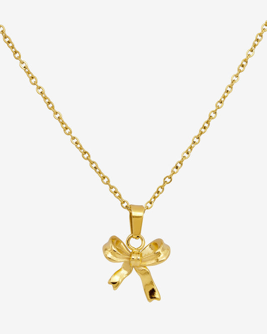 Pretty Ribbon Necklace Gold
