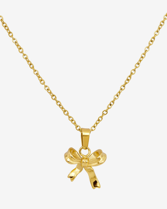 Pretty Ribbon Necklace Gold