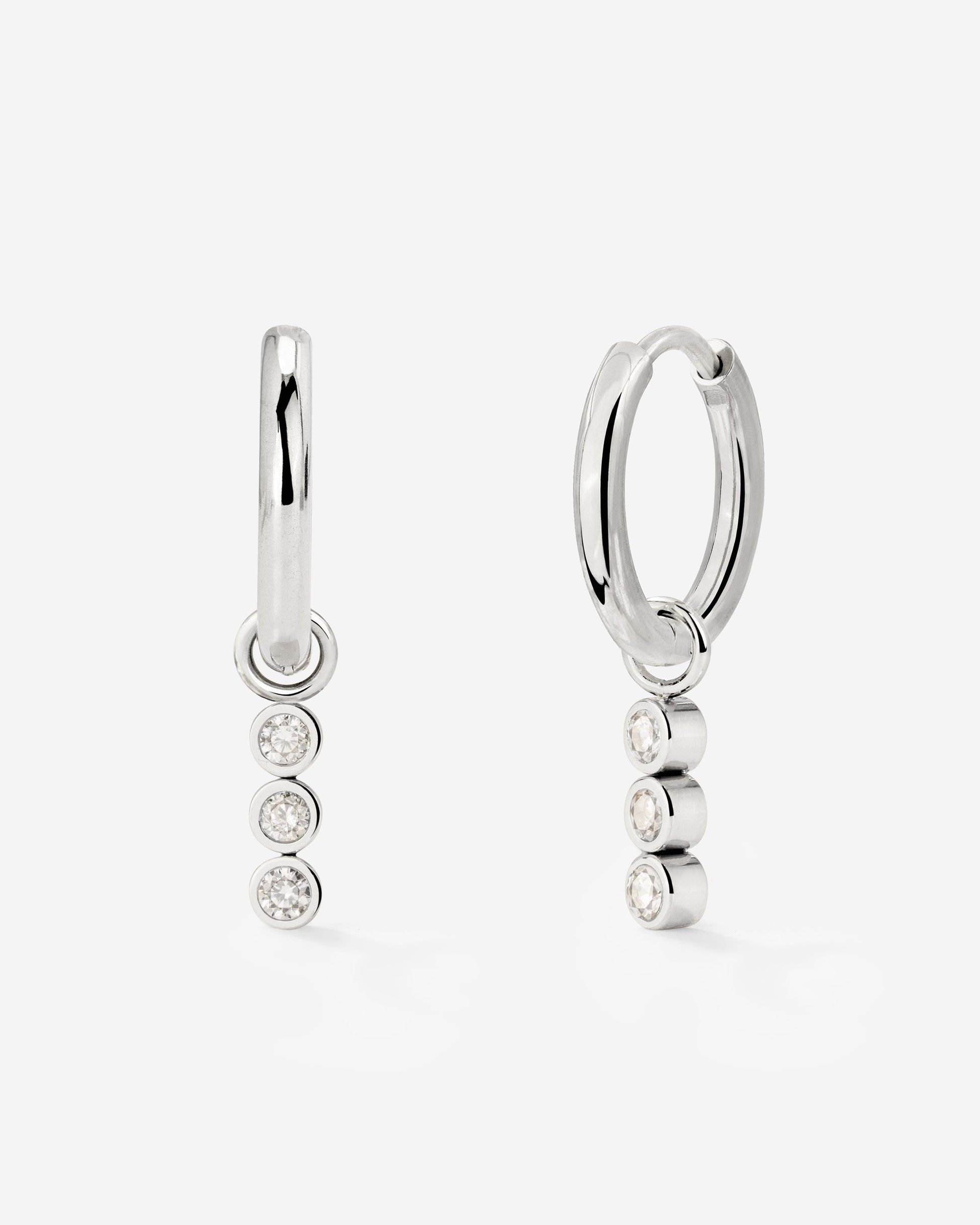 Bezel Bling Hoop Set Small Silber