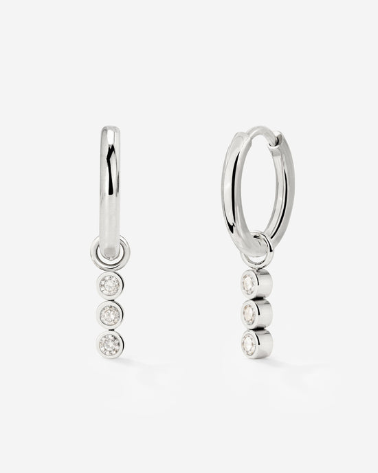 Bezel Bling Hoop Set Small Silber
