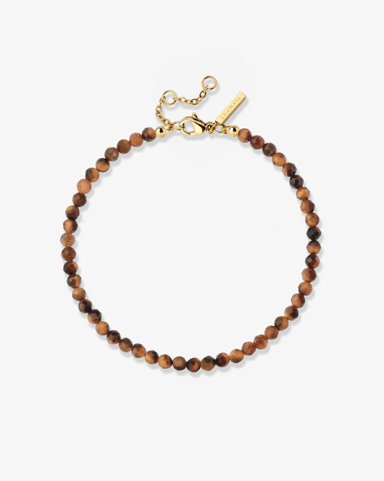 Tiger's Eye Bead Bracelet Gold