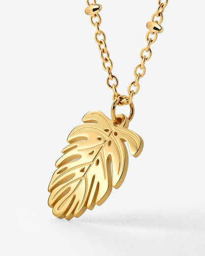 Monstera Leaf Necklace Gold