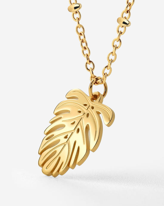Monstera Leaf Necklace Gold