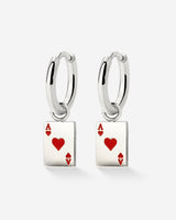 Red Ace Hoop Set Small Silber