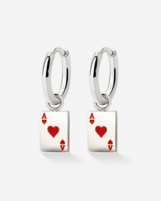 Red Ace Hoop Set Small Silber
