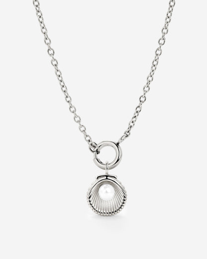 Pearly Shell Classic Chain Necklace Set Silber