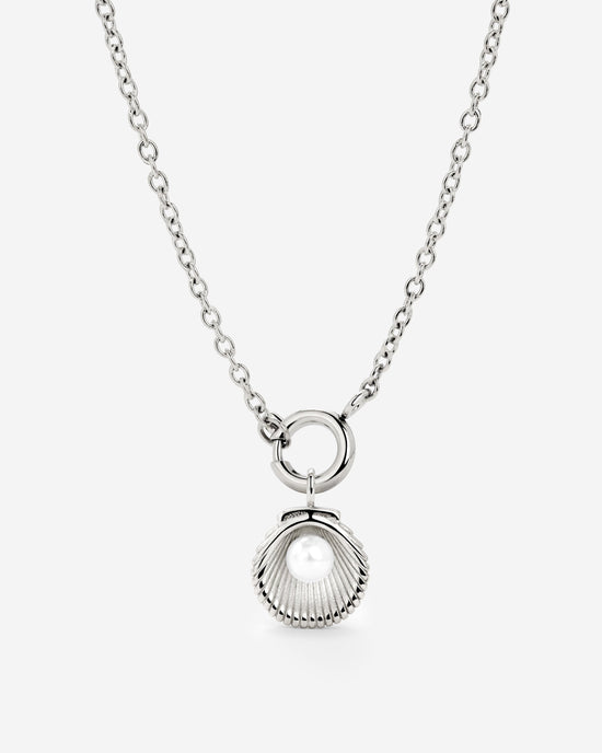 Pearly Shell Classic Chain Necklace Set Silber