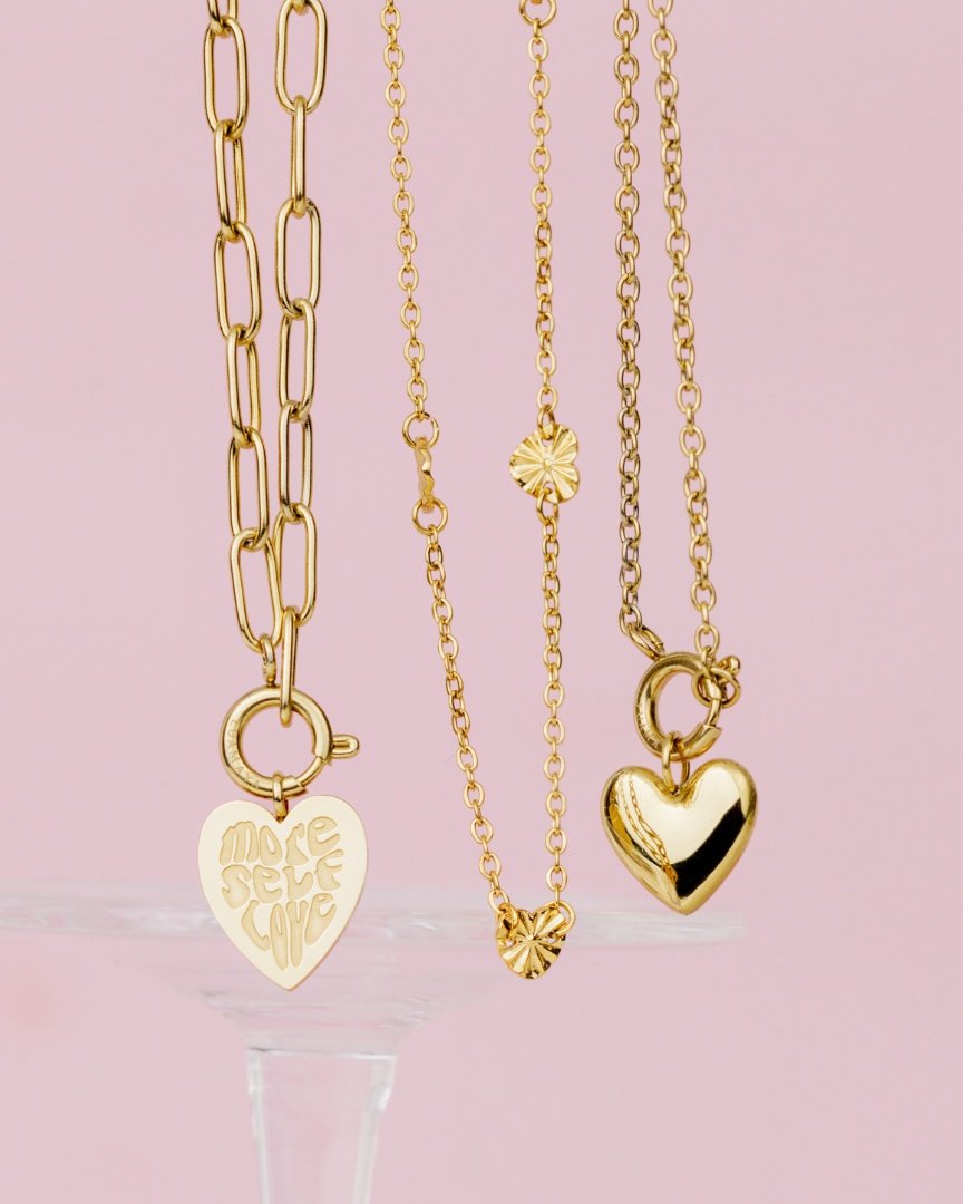 More Self-Love Oval Links Necklace Set Roségold