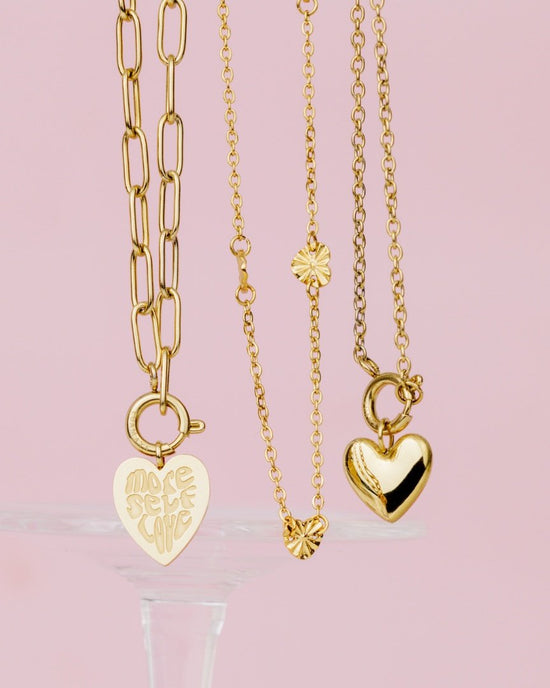 More Self-Love Oval Links Necklace Set Roségold
