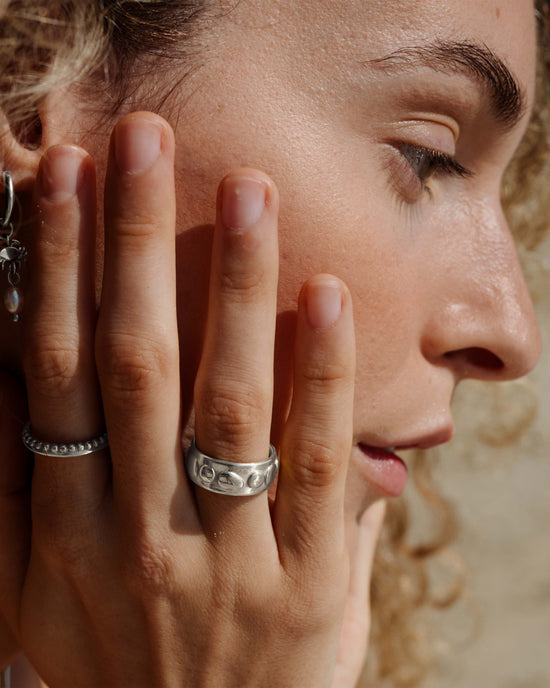 Boho Beads Ring Silber