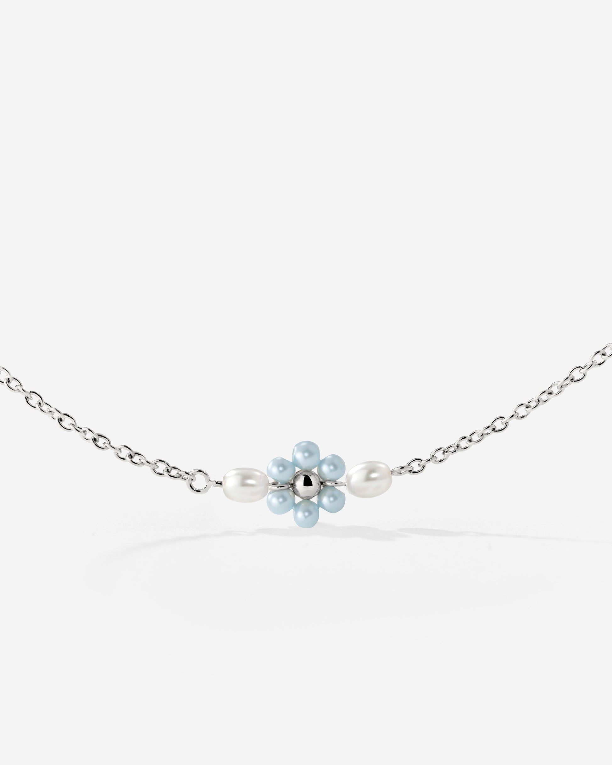 Forever Blue Daisy Necklace Silber