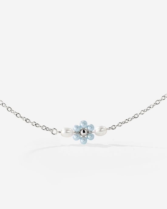 Forever Blue Daisy Necklace Silber