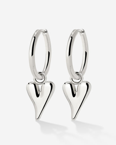 Flowy Heart Hoop Set Medium Silber