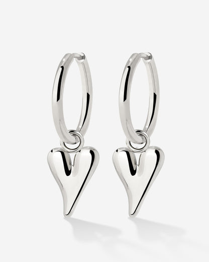 Flowy Heart Hoop Set Medium Silber